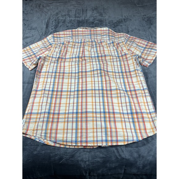 Prana Plaid Button Up Shirt Mens Sz XL Multicolor, Casual Short Sleeve‎ Beach - Picture 7 of 8